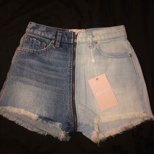 Two toned denim shorts